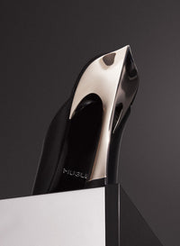 BLACK LEATHER FANG 95 MULES
