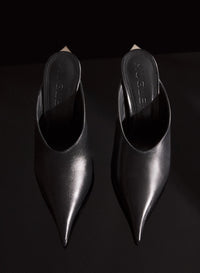 BLACK LEATHER FANG 95 MULES