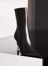 BLACK LEATHER FANG 95 ANKLE BOOTS