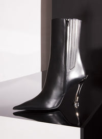 BLACK LEATHER FANG 95 ANKLE BOOTS