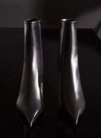 BLACK LEATHER FANG 55 ANKLE BOOTS