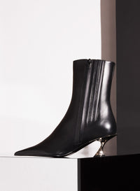 BLACK LEATHER FANG 55 ANKLE BOOTS