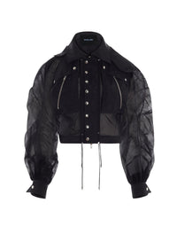 BLACK SHEER BOMBER JACKET