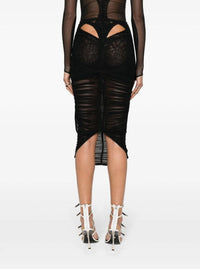 MAGENTA RUCHED MESH SKIRT
