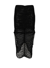 MAGENTA RUCHED MESH SKIRT