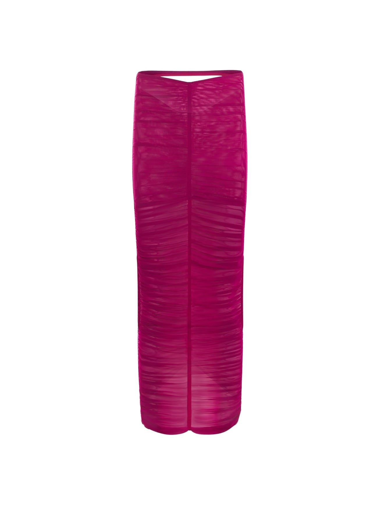 MAGENTA RUCHED MESH SKIRT
