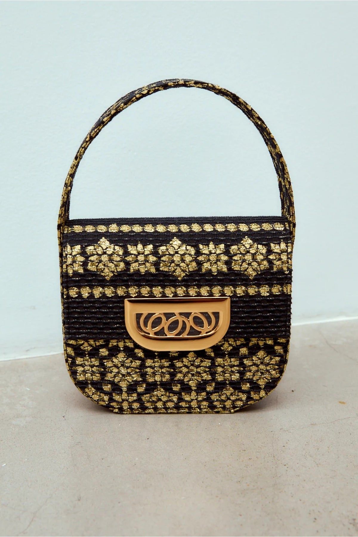 Sac Martin S jacquard avec une boucle - Black & Gold