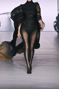 BLACK SHEER MULTI-LAYER LEGGINGS
