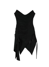 BLACK ASYMMETRIC BUSTIER DRESS