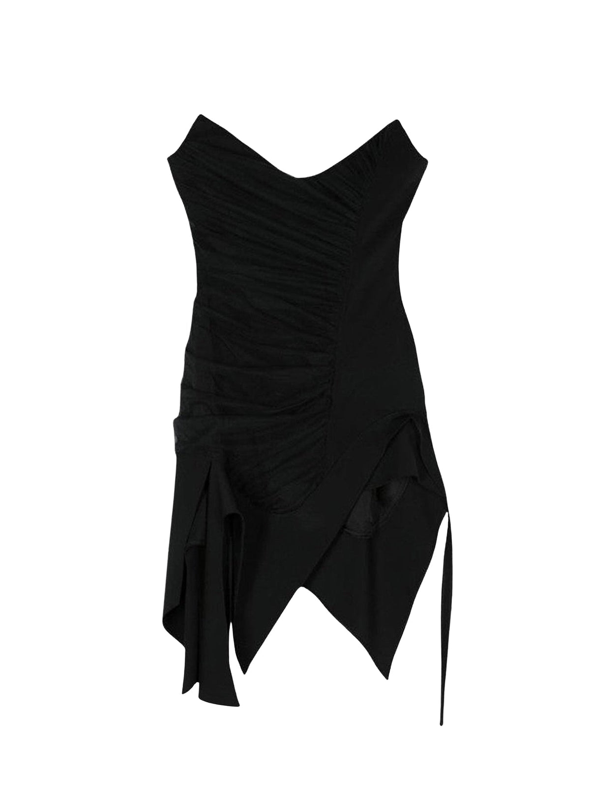 BLACK/BLACK // black asymmetric bustier dress