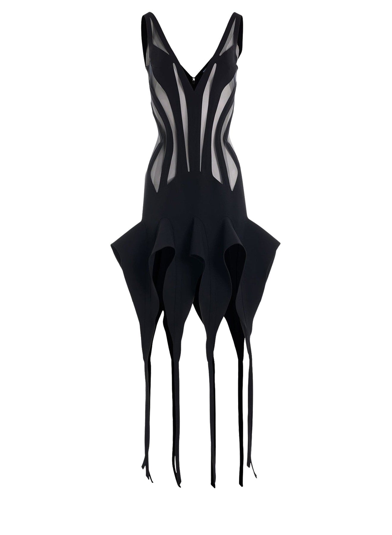 BLACK SHEER SPIKE DRESS