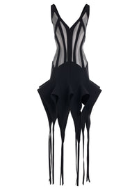 BLACK SHEER SPIKE DRESS