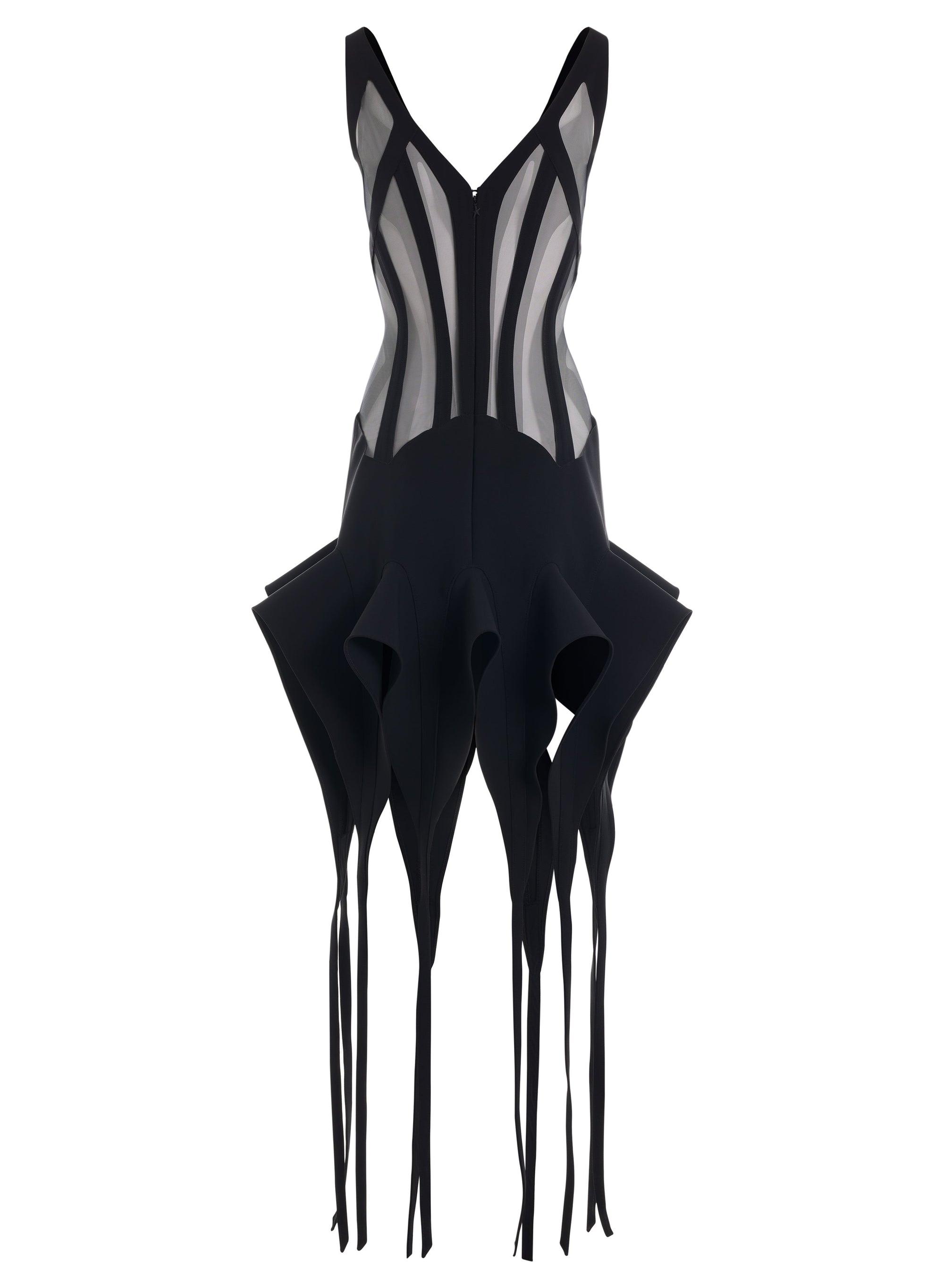 BLACK SHEER SPIKE DRESS