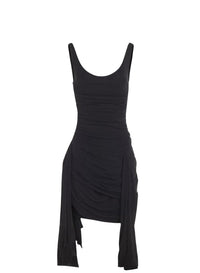 BLACK DRAPED JERSEY DRESS
