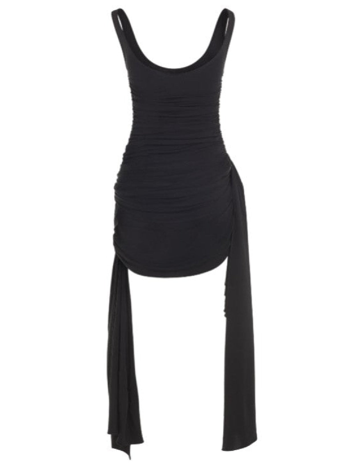 BLACK // black draped jersey dress