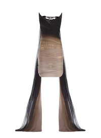 BLACK // gradient corset dress with veil train