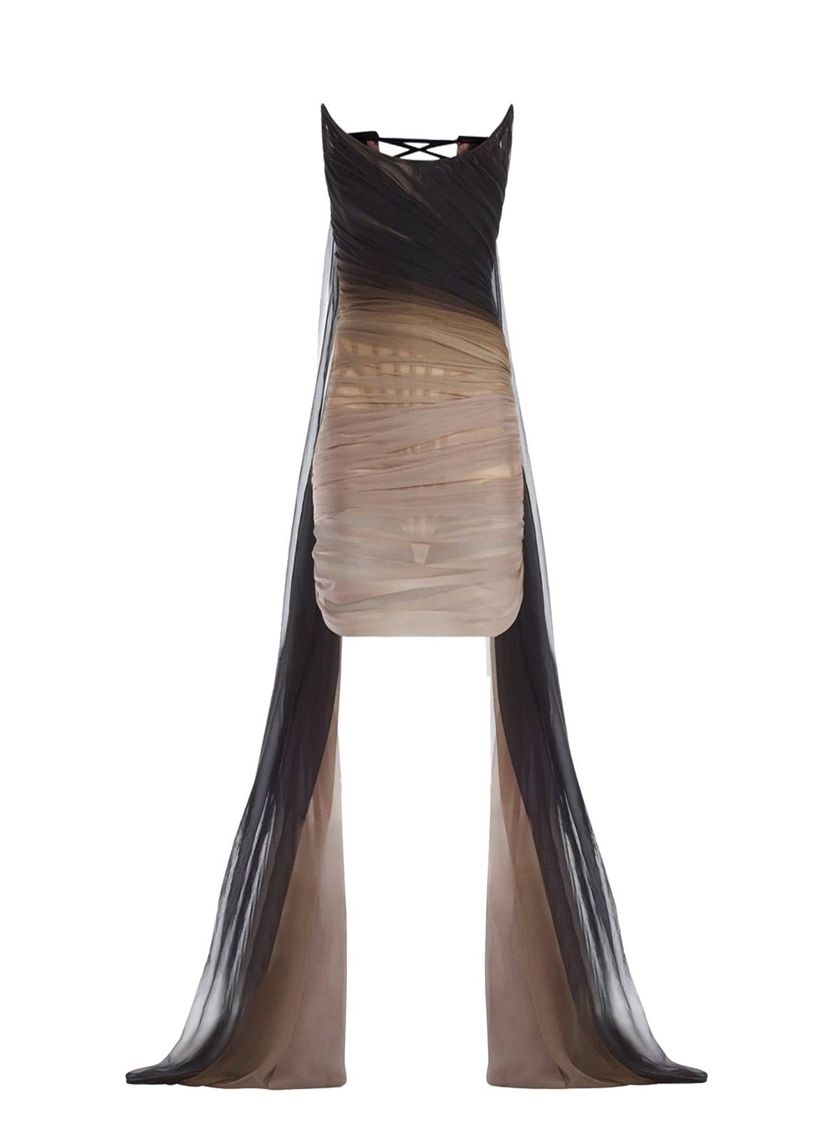 BLACK // gradient corset dress with veil train