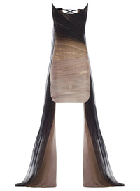 GRADIENT CORSET DRESS WITH VEIL TRAIN