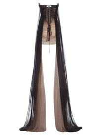 GRADIENT CORSET DRESS WITH VEIL TRAIN