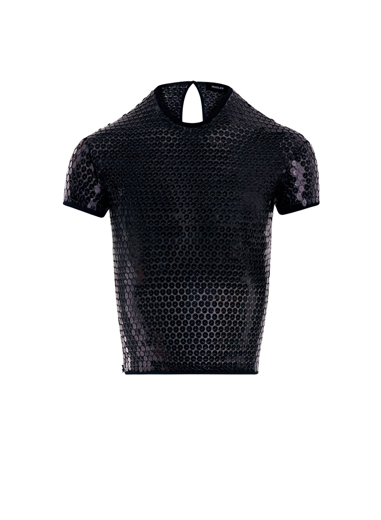 BLACK SHINY SEQUIN CROP TOP