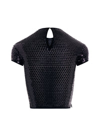 BLACK SHINY SEQUIN CROP TOP