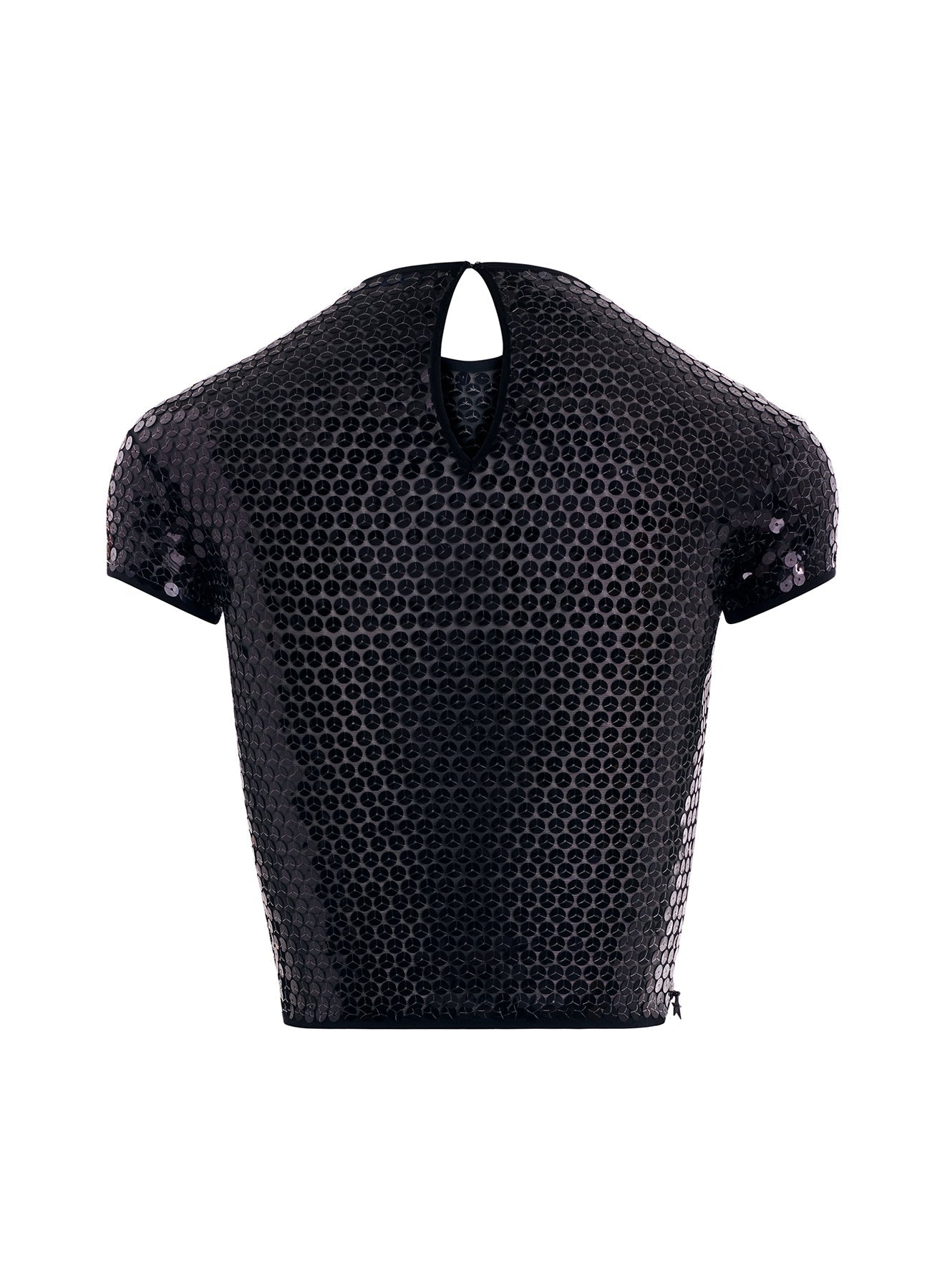 BLACK SHINY SEQUIN CROP TOP