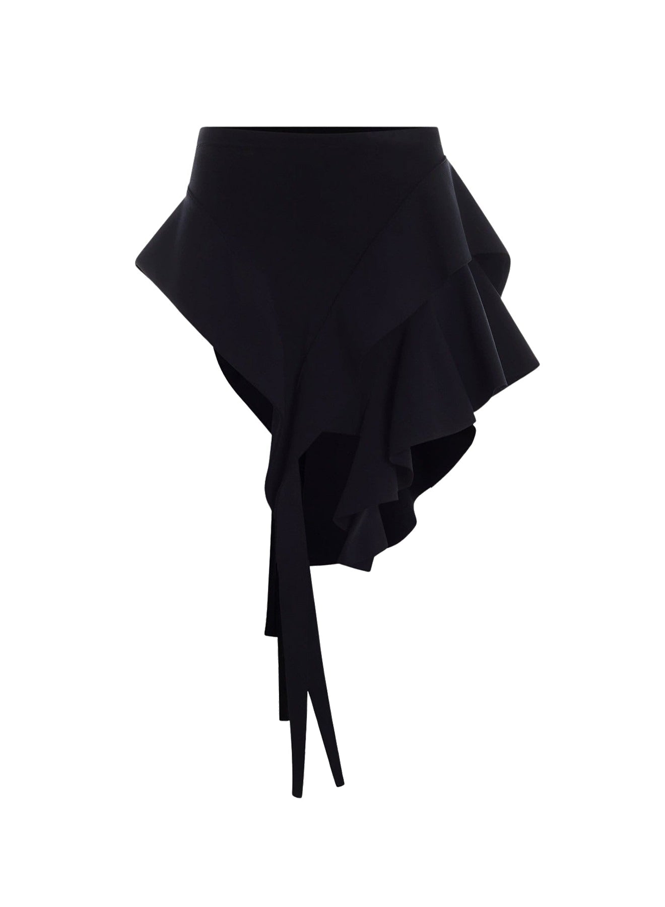 BLACK ASYMMETRIC KNITTED SKIRT