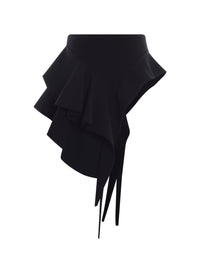 BLACK ASYMMETRIC KNITTED SKIRT