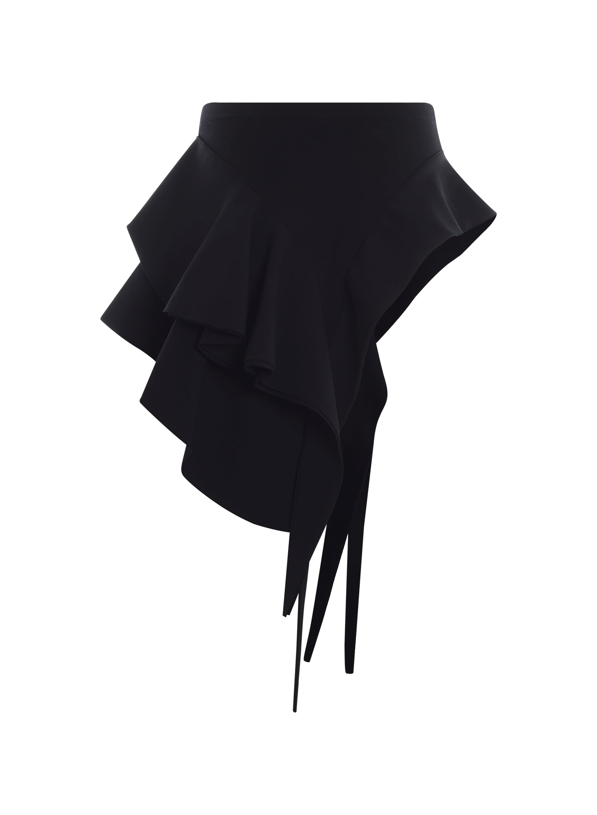 BLACK ASYMMETRIC KNITTED SKIRT