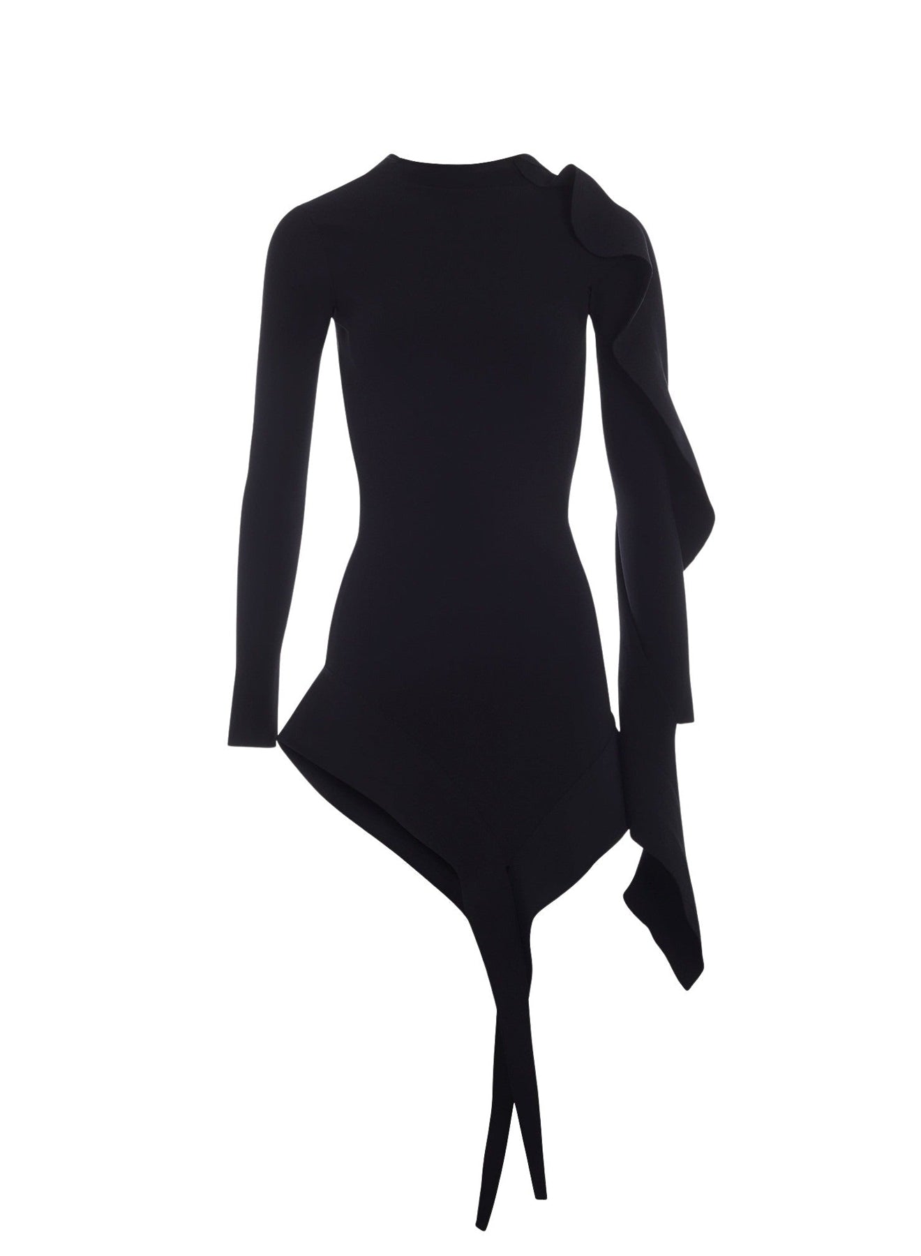 BLACK ASYMMETRIC KNITTED DRESS