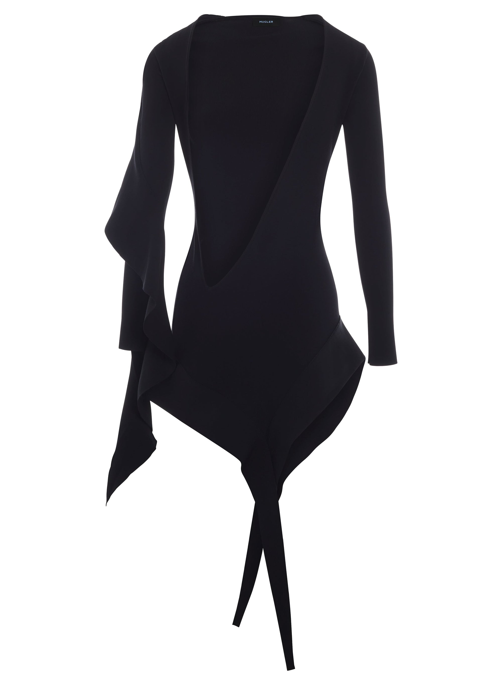 BLACK ASYMMETRIC KNITTED DRESS