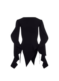 Top asymétrique à col bateau - Black