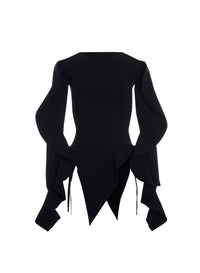 BLACK // black asymmetric knitted top