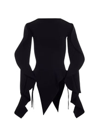 BLACK ASYMMETRIC KNITTED TOP