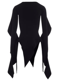 BLACK // black asymmetric knitted top