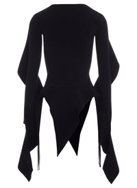 BLACK ASYMMETRIC KNITTED TOP