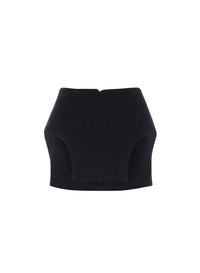 BLACK // black curvy structured mini skirt