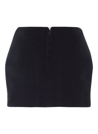 BLACK CURVY STRUCTURED MINI SKIRT