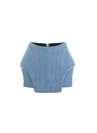 LIGHT BLUE // blue curvy structured mini skirt