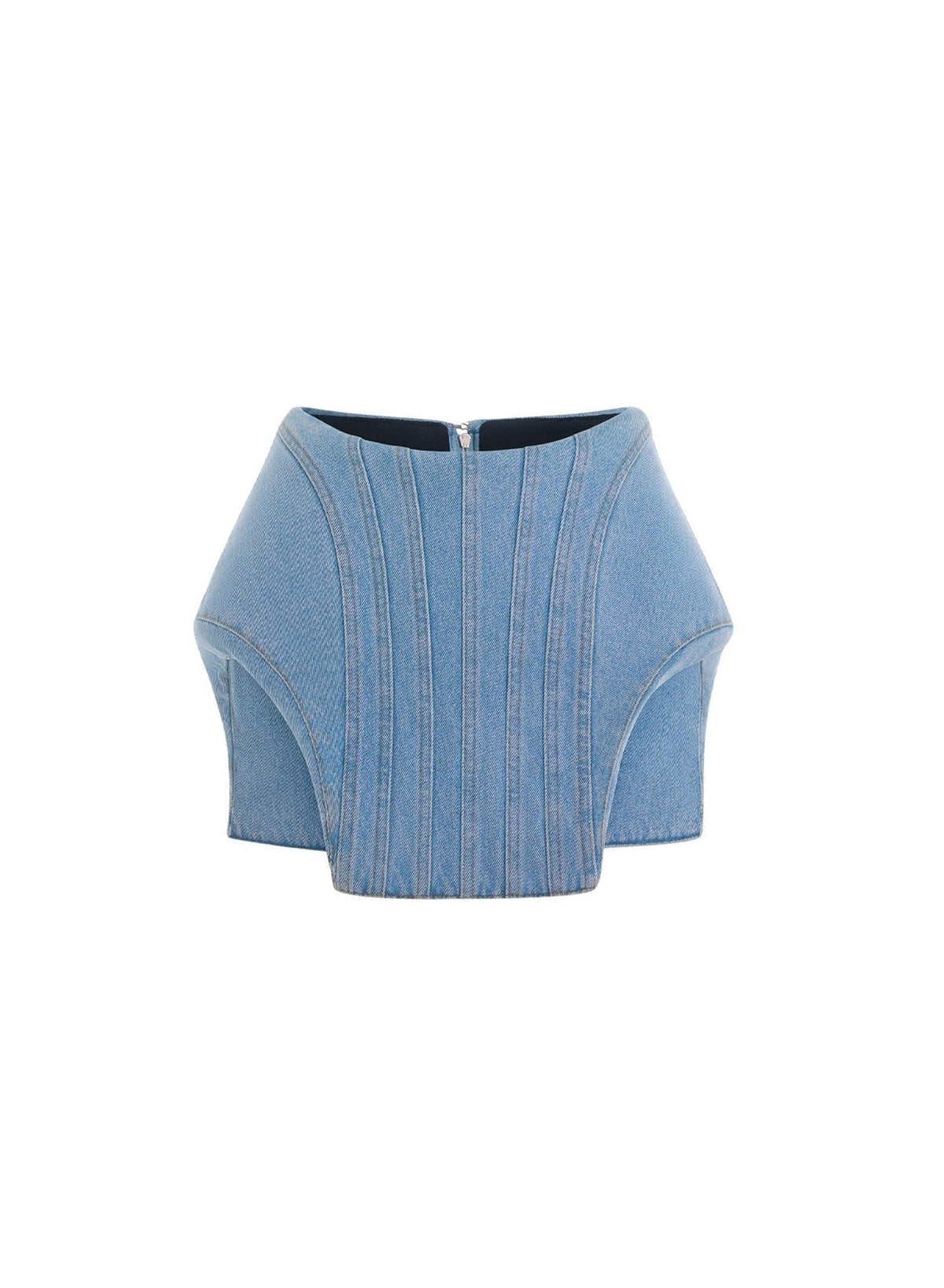 LIGHT BLUE // blue curvy structured mini skirt