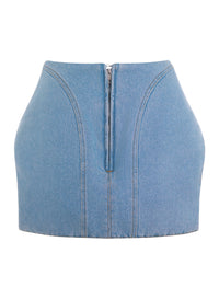 BLACK CURVY STRUCTURED MINI SKIRT