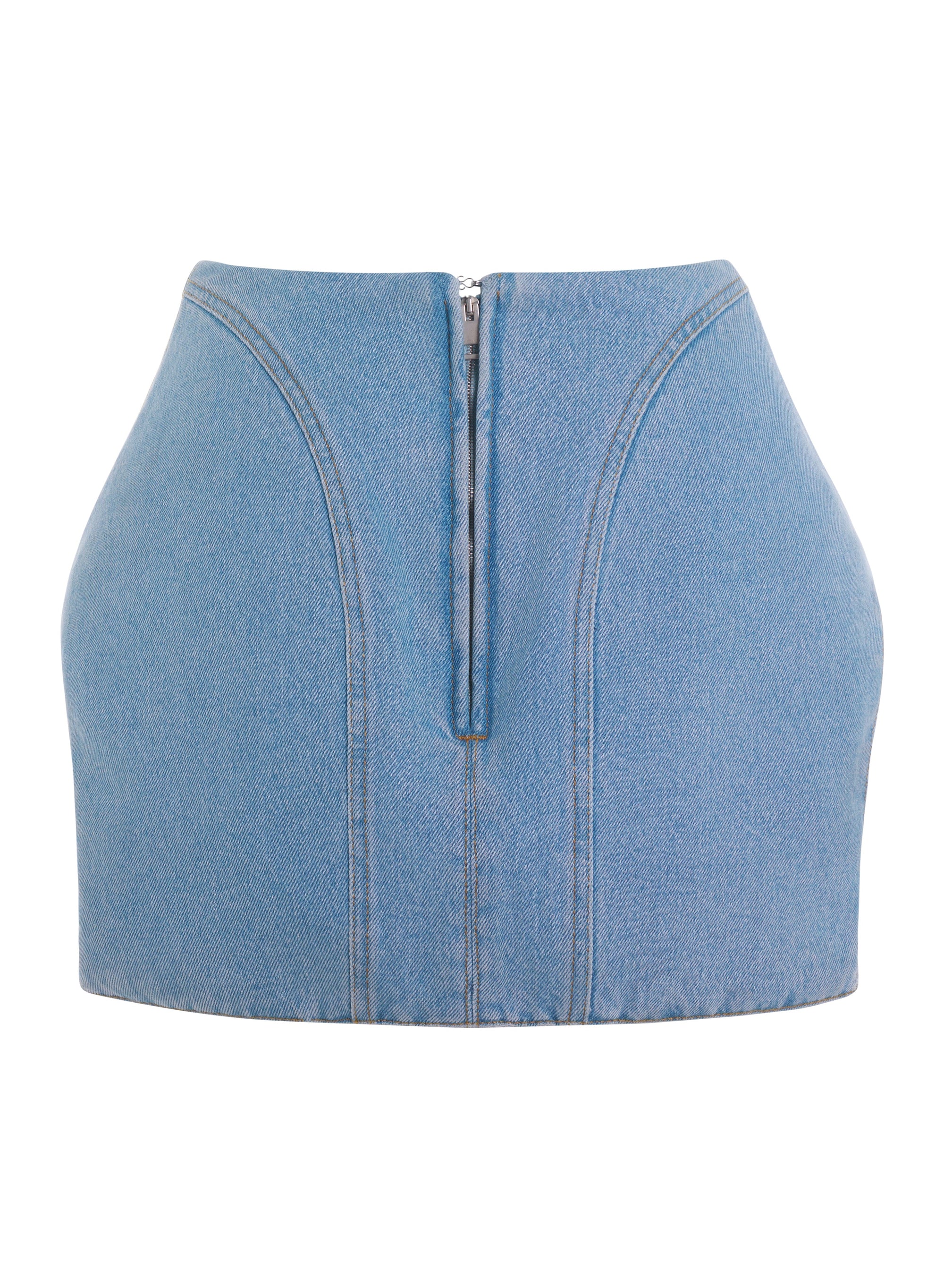 BLACK CURVY STRUCTURED MINI SKIRT