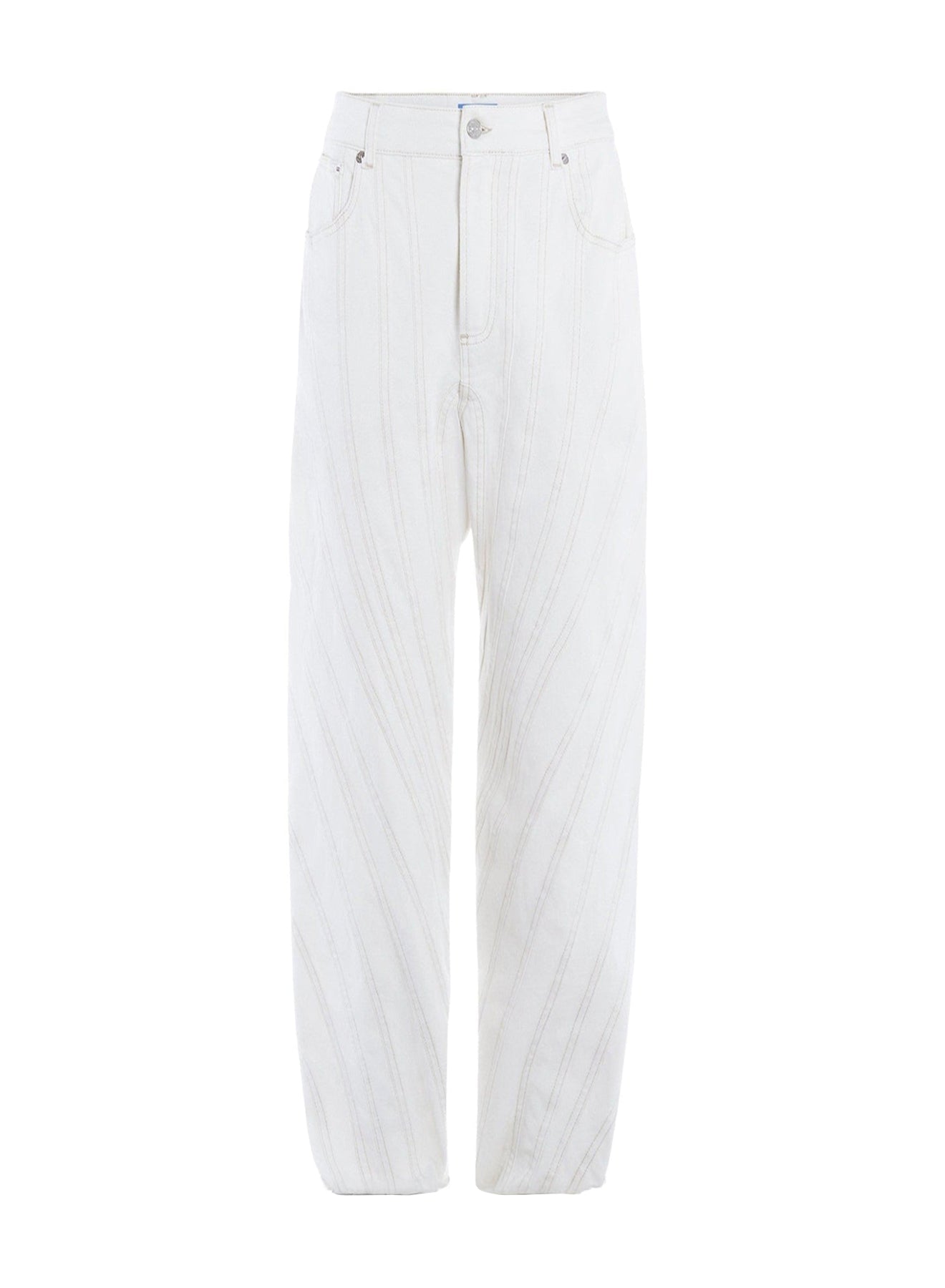 WHITE SPIRAL BAGGY JEANS