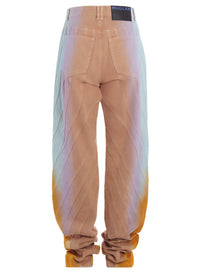 TAN GRADIENT-EFFECT SPIRAL BAGGY JEANS