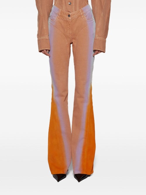 TAN GRADIENT-EFFECT FLARED JEANS