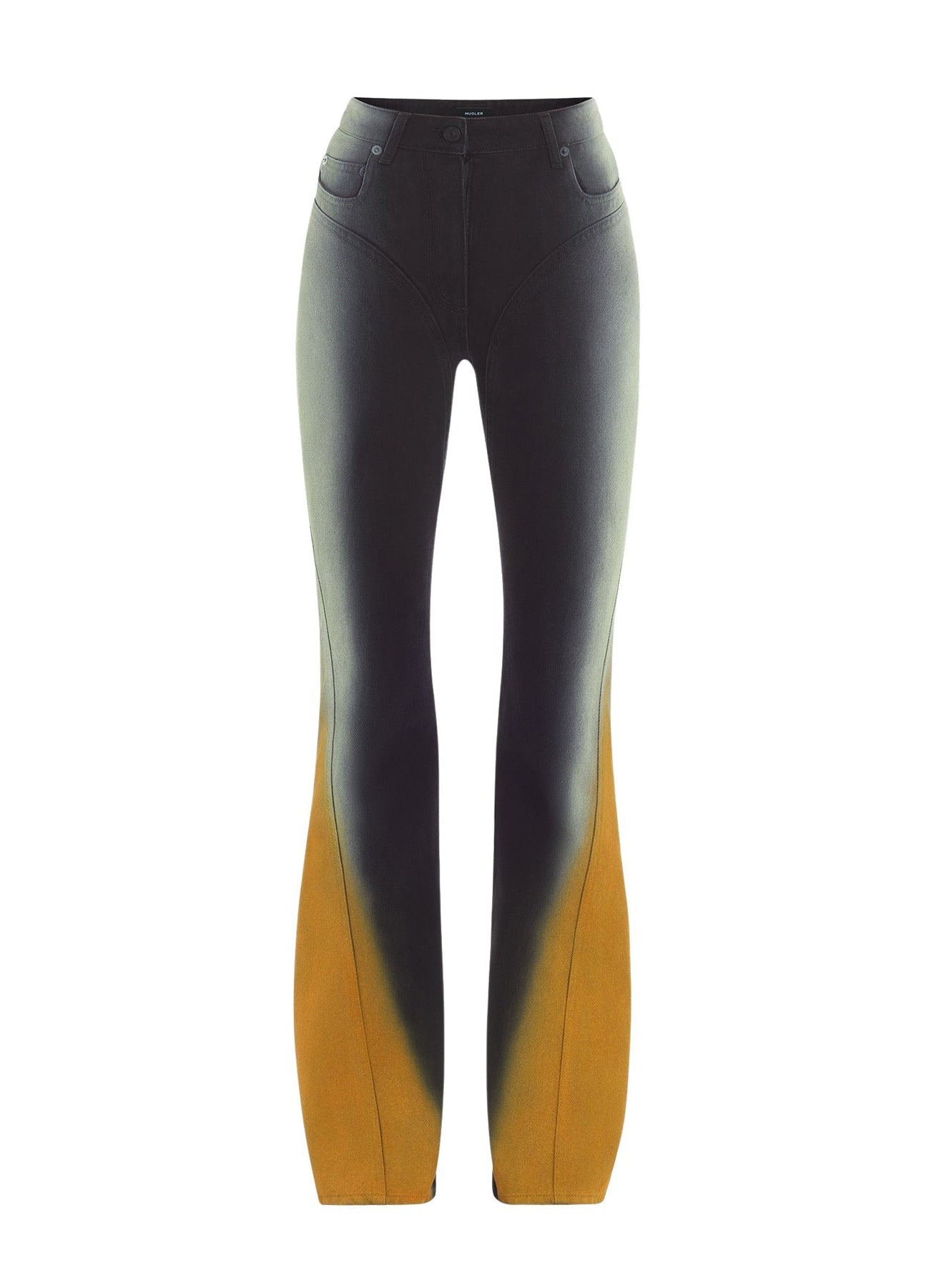 TAN GRADIENT-EFFECT FLARED JEANS
