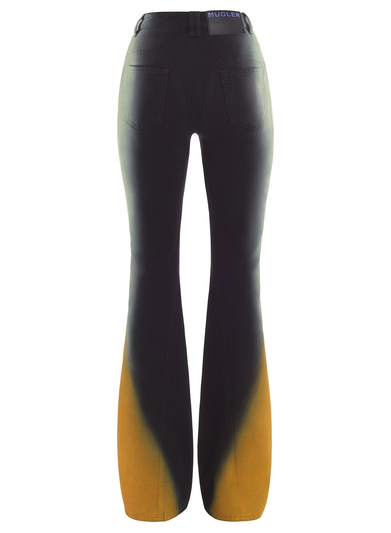 TAN GRADIENT-EFFECT FLARED JEANS