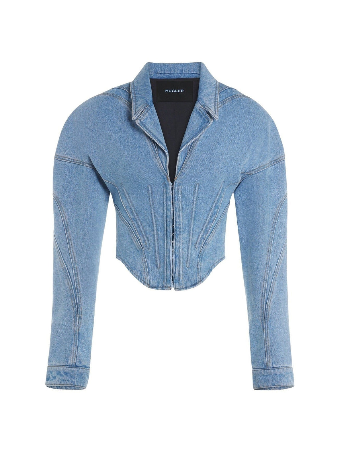 LIGHT BLUE // light blue tailored corset denim jacket