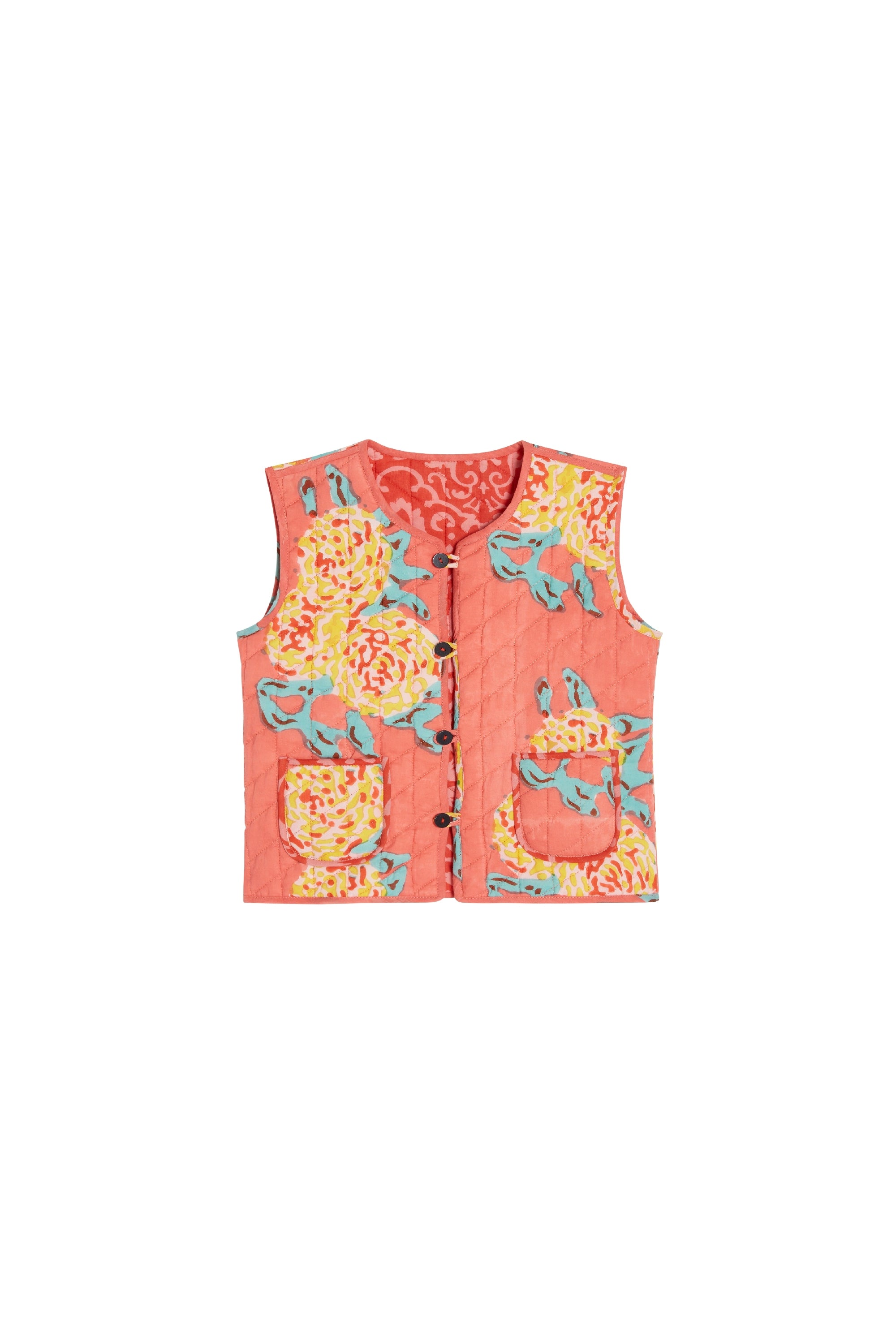Children’s Damask Design cotton waistcoat - Red