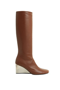 Bottes mi-hautes à talons en cuir - Brown